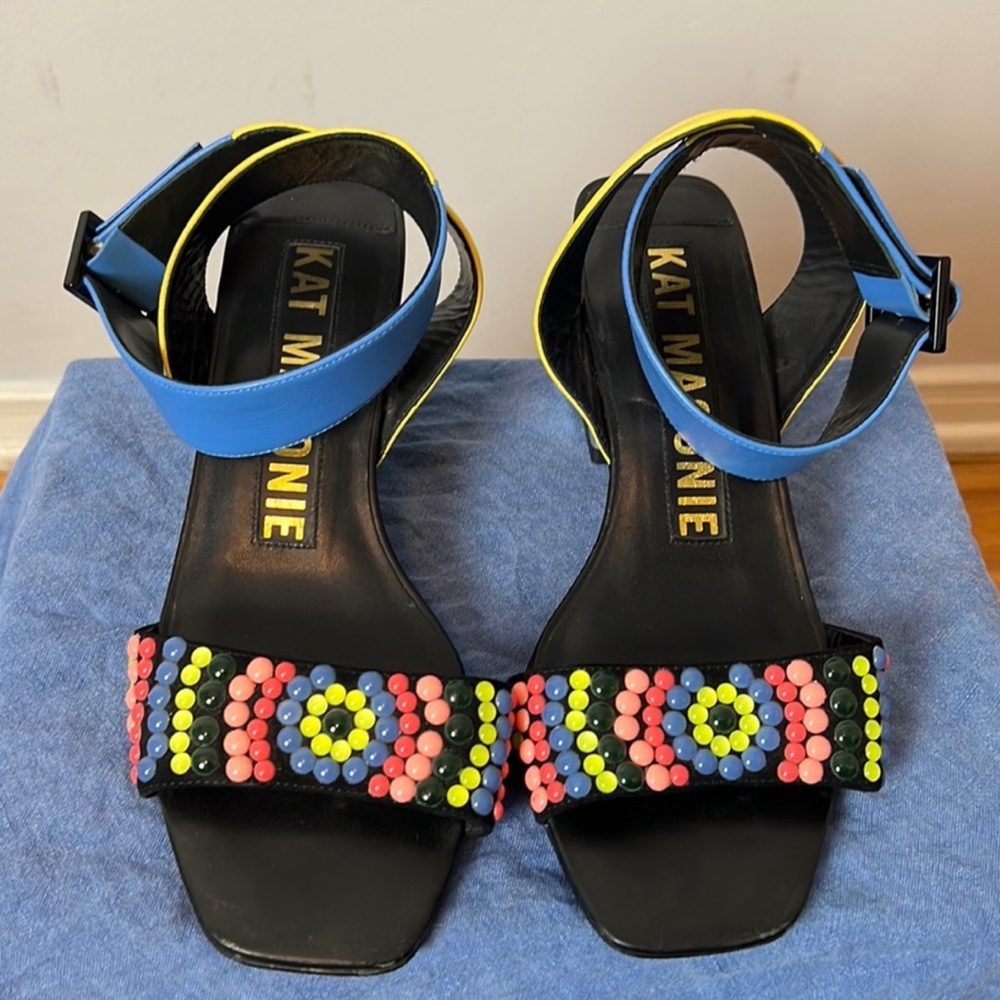 KAT MACONIE Low Heel Beaded Statement Sandals – Size 7